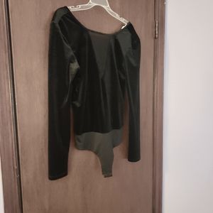 Velvet Plunge Bodysuit Size L